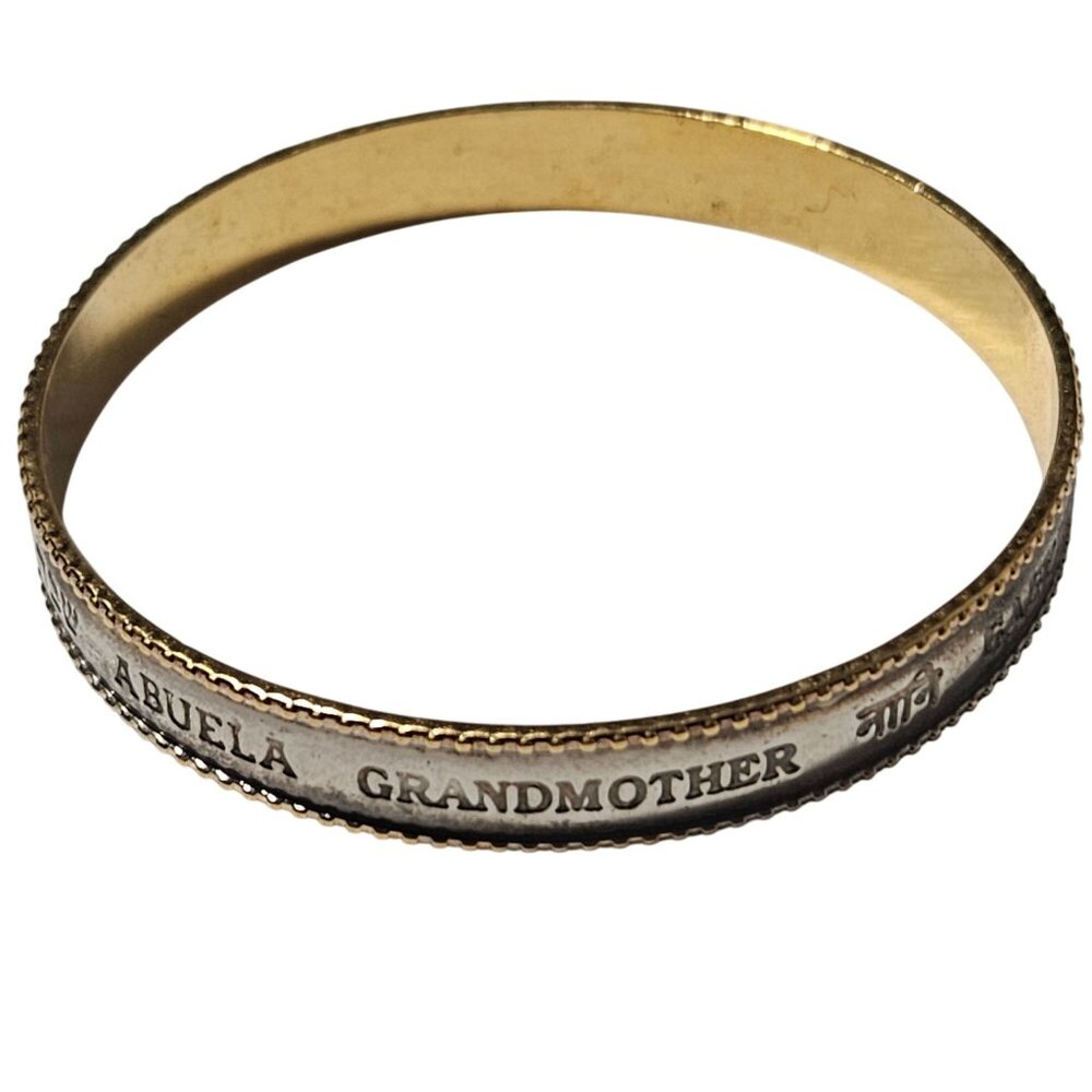 Grandmother Bangle Bracelet Gold Tone Grandma in Multiple Languages Jewelry